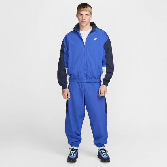 Nike Club Oversized Woven Track Jacket M gaMe Royal Obsidian White Hq6110 480
